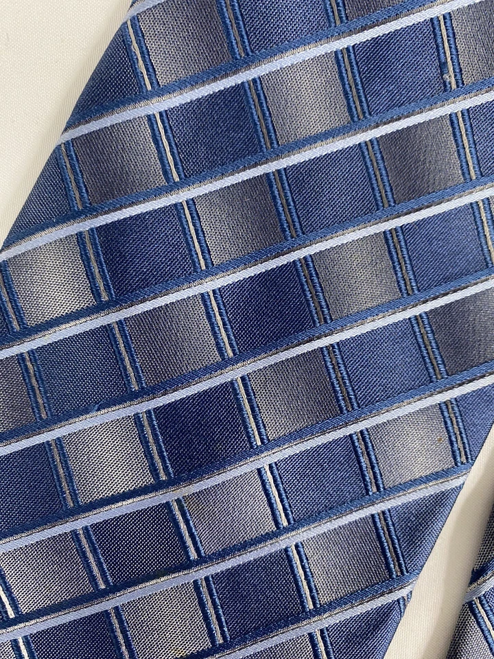 Винтажный новый с Ярлыками Joseph Feiss синий серый чек 100% шелк мужской широкий галстук (58 x 4) - Изображение 2 из 4