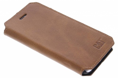 Caterpillar Real Leather iPhone 6 6S + Samsung S6 Edge Flip Phone Case Tan Brown
