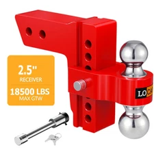 Adjustable Red Trailer Hitch Fit 2.5 Inch Receiver 6 Inch Drop Tow Hitch 18500lb