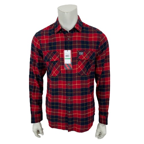 Perry Ellis America Mens Large Haute Red Buffalo Plaid Cotton Flannel Shirt - Picture 3 of 12
