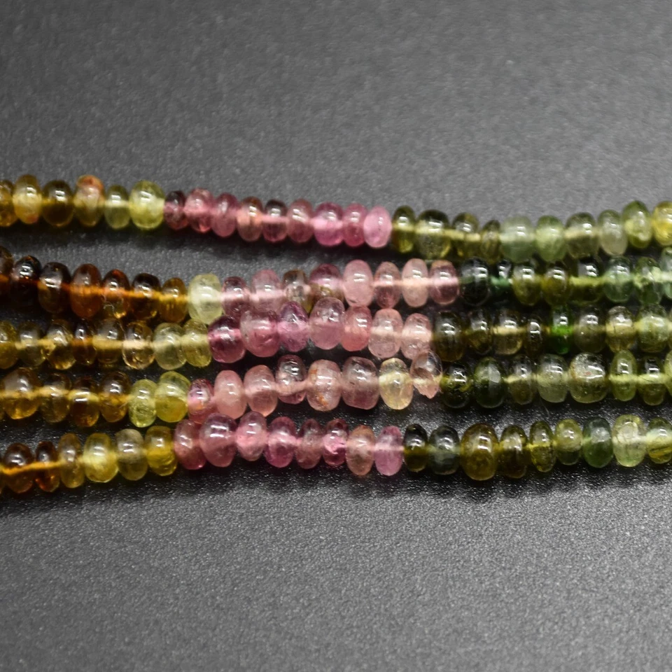 Multi-Colour Tourmaline Disc Beads - 3mm - 4mm x 2mm - 3mm, for Jewellery Making - Image 4 of 4