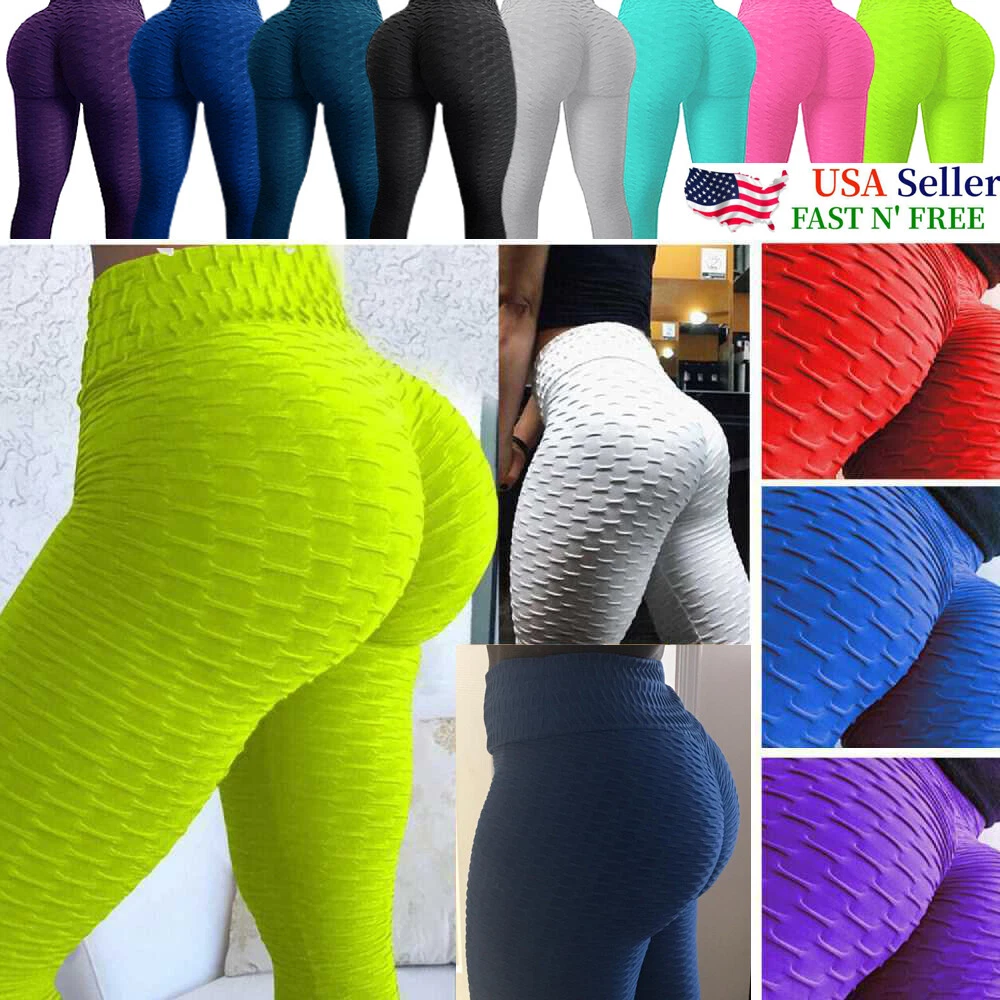 Women Gym Yoga Pants Butt Lifting Scrunch Booty Leggings Anti