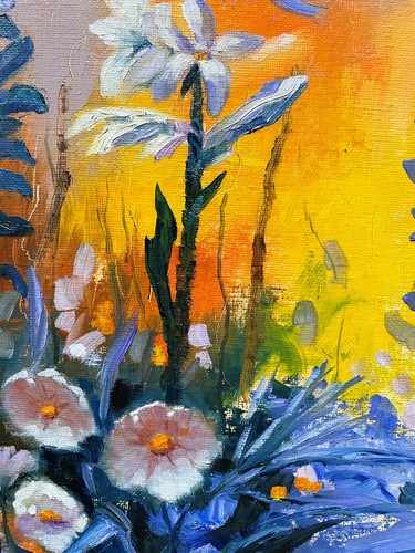 Original abstarct landscape/ Flower meadow oil painting on canvas board. - Picture 5 of 8
