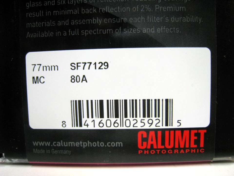 New Calumet 77mm Multi-Coated 80A Glass Round Filter Filters Tiffen Schneider - Image 2 of 4
