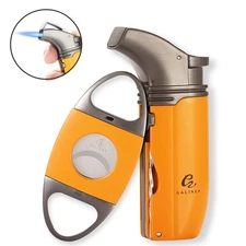 Galiner 2 Torch Flame Cigar Lighter Windproof W/ Punch Cigar Cutter Gift Box