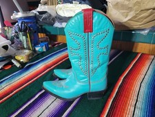 Frye Cowgirl Boots Teal With Studs Size 6 M