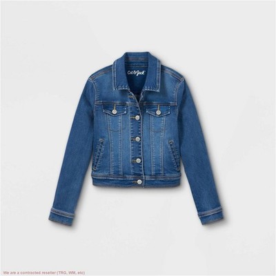 Girls' Jean Jacket - Cat & Jack Medium Wash M: Snap Closure, Denim Style