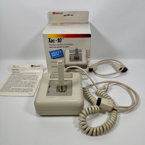 Vintage Suncom Tac-10 Analog Joystick Controller Apple ll & IBM PC Original Box