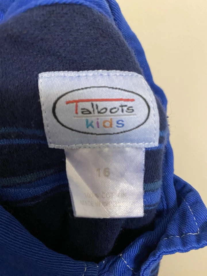 Рубашка Talbots детская толстая хлопковая с длинным рукавом укороченная с длинным рукавом 16 синих полосок - Изображение 4 из 4