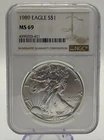 1989 $1 1-oz American Silver Eagle NGC MS69 Brown Label
