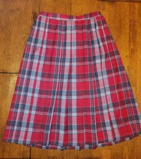 Vintage Koret School Girl Red Tartan Plaid Wool Pleated Skirt Women's Size 10