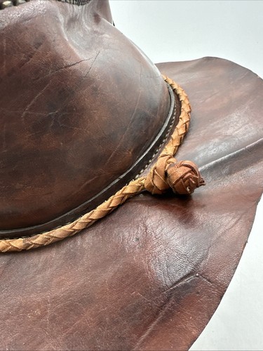 Leder Cowboy Hut handgefertigt genäht braun Herren oder Damen Vintage Jahrzehnte alt " - Bild 16 von 24