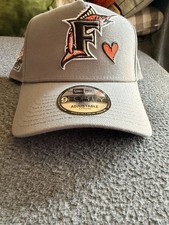 New Era Florida Marlins Exclusive Gray Orange 9FORTY A-Frame Snapback Hat Cap