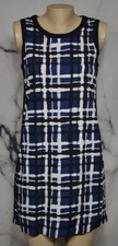 BANANA REPUBLIC Black Blue White Rough Plaid Sleeveless Dress 4 Side & Back Zip