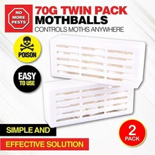 Twin Pack Mothballs Non-Toxic Cage 70G Moths Silverfish Bedroom Office Storage