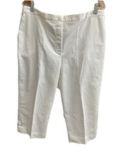 Alfred Dunner White Capris Pull on Elastic Waist Back SZ 18
