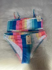 NEW wTag-Billabong Rainbow Stripe Bikini Set Girl  s Sz 12