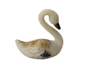 Vintage 1970s FENTON Custard Satin Glass Swan w/ Daisies Floral Handmade Signed