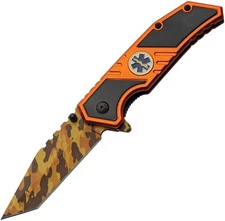 Rite Edge EMS Camo Linerlock Black/Orange Aluminum Handle Knife 300598EM