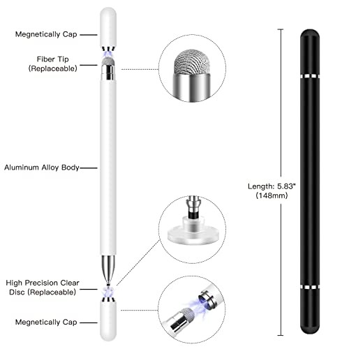 Stylets pour Écran Tactile, Pack de 2 Haute Sensibilité et Précision Noir/Blanc - Photo 3 sur 7