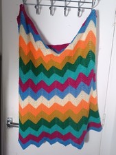 Multicoloured Chevon Design Crocheted Blanket/Scarf