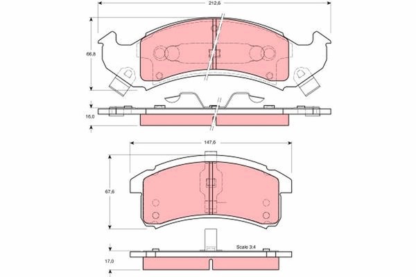 TRW Bremsbelagsatz Scheibenbremse GDB4000 FüR Trans Seville APV Allante Buick 2-image