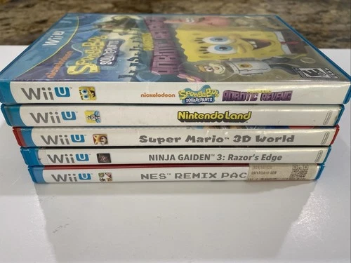 Nintendo Wii U Game Lot Of 5 Games NES Remix Mario 3D World SpongeBob