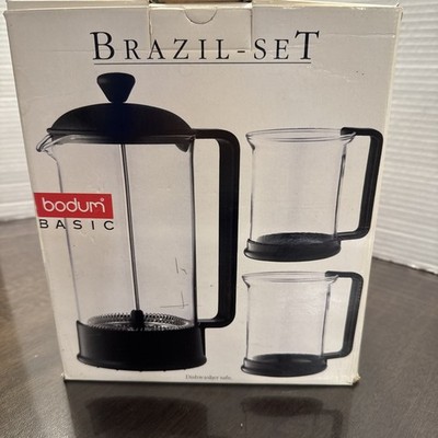 Bodum Basic Dishwasher Safe French Press Coffee Maker 3 Piece Brazil Set, Boxed