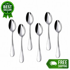 Set of 6 Stainless Steel Tea Spoons Mirror Finish Brand New Free Shipping ✅