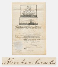 Abraham Lincoln Mint Ship's Passport Document Signed / PSA/DNA COA Guaranteed