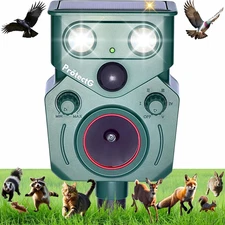 Solar Ultrasonic Animal Repellent Outdoor - Motion Activated Deterrent with Flas