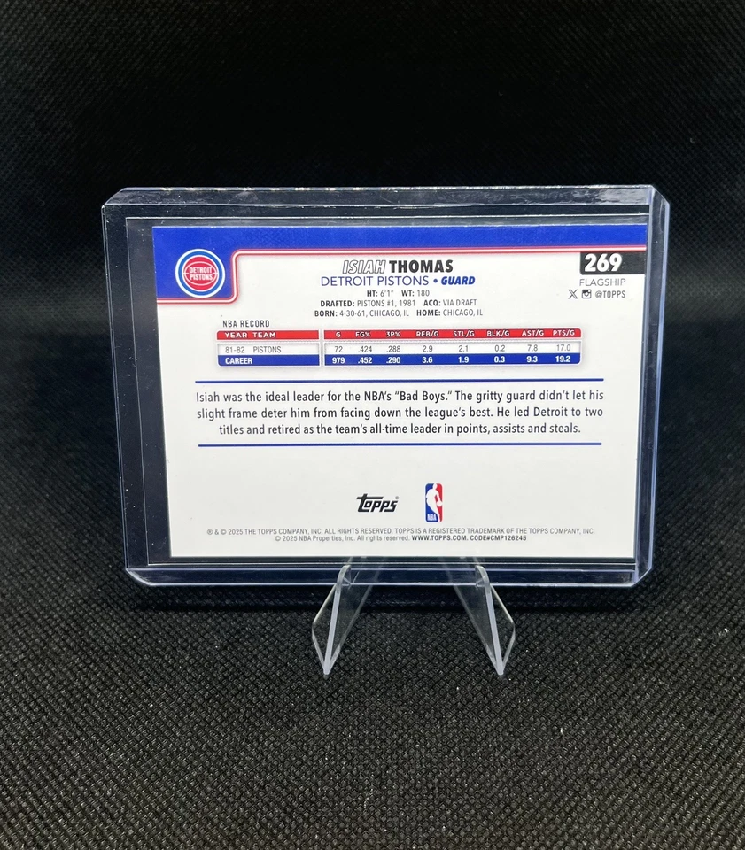 2025-26 Topps Isiah Thomas #269 Equipo Color Logo Borde Variación Pistones Detroit Foto 4 de 4