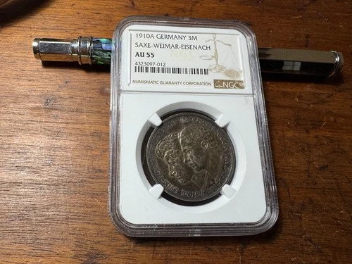 T2: German States of Saxe Weimar Eisenach 1903 2 Mark. NGC AU 55