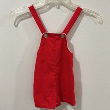 Vintage Sears Infant Toddler Red Romper Overalls Size Large