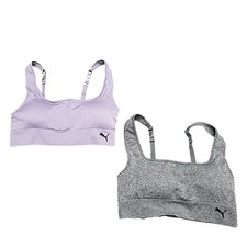 Puma Ladies Set of 2 Seamless Wirefree Wireless Sports Bra Large Sz Purple Gray