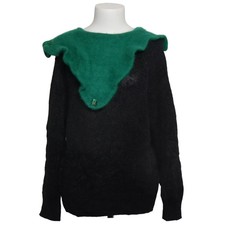 Strickpullover, Größe: 38, Schwarz/Grün, Acryl/Angora/Baumwolle/Viskose #nva