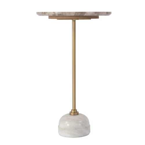 Butler Specialty Company Zion 16" Round Marble and Iron Side Table - Beige/White - Picture 2 of 5