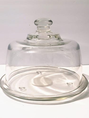 Cloche/cupola in vetro con piatto per formaggi o dessert 7 pollici