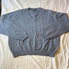 Club Room Men's Light Blue 100 Cashmere V-Neck Sweater Size XL