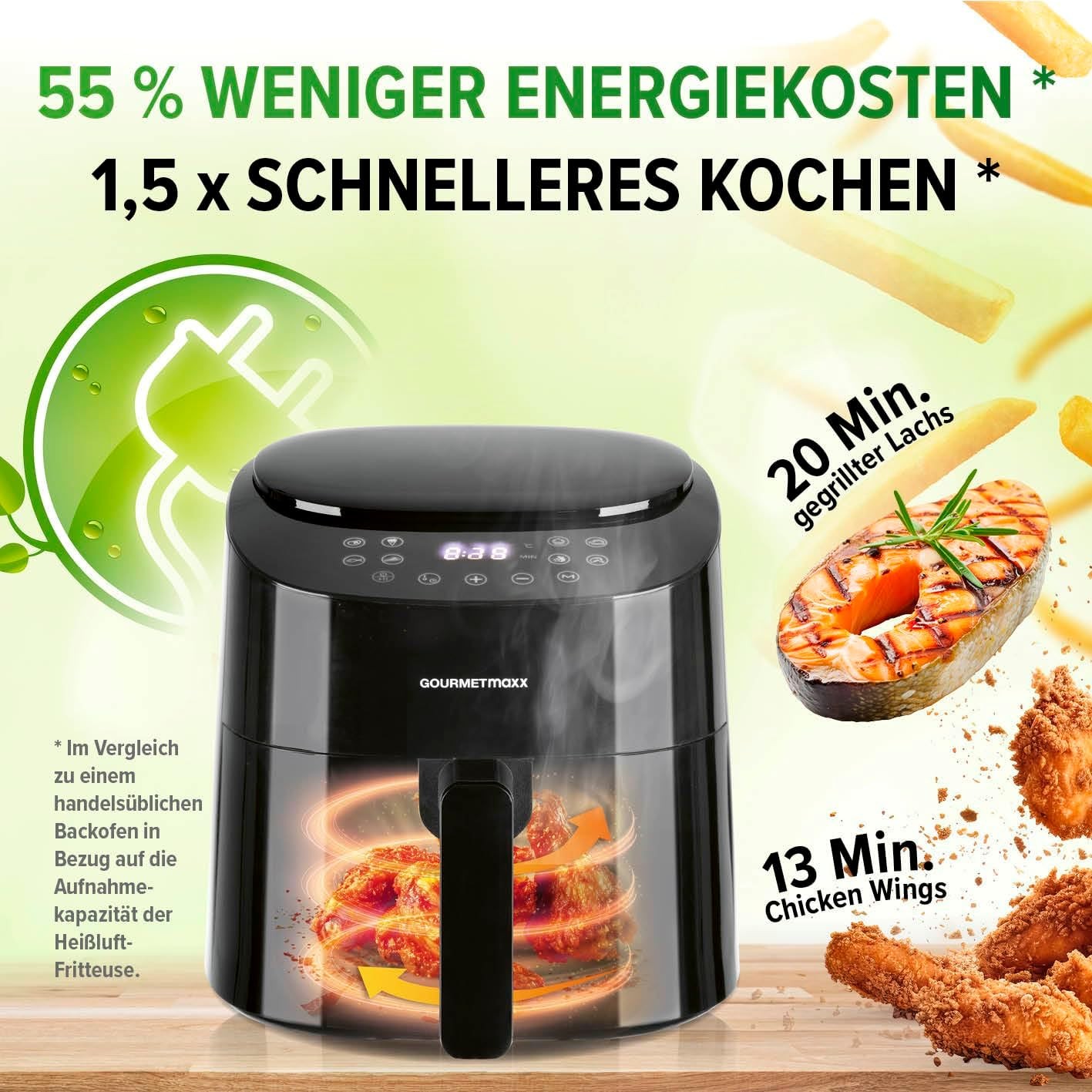 GOURMETmaxx Heißluftfritteuse 4,5L Fettarmes Frittieren mit 9 Funktionen