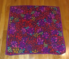 Liz Claiborne Colorful Red Pink "Stained Glass" Floral 100% Silk Scarf 29"