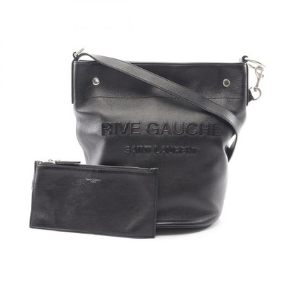 Saint Laurent Paris RIVE GAUCHE Bucket Shoulder Bag Leather Black