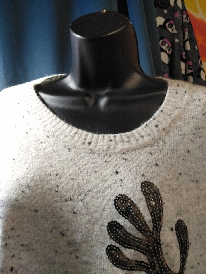 Suéter de vacaciones blanco Karen Scott para mujer XL Reno en lentejuelas Foto 4 de 4