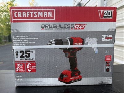 NEW CRAFTSMAN 1/2  Brushless RP Cordless Drill + 2 Batteries & Charger CMCD713C2
