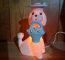Vintage 1950s Ceramic Poodle Night Light Lamp Japan Spaghetti MCM Oil Warmer