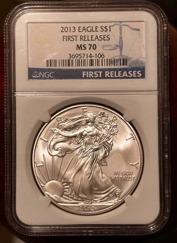 2013 $1 American Silver Eagle NGC Graded MS 70 Uncirculated First Releases Coin