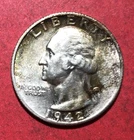 1942S US Washington SILVER Quarter! "San Francisco" Mint! Choice AU! Beauty!
