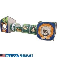 Collapsible Cat Toy Combo Jungle Tunnel Cube Tiger House Indoor Play Polyester