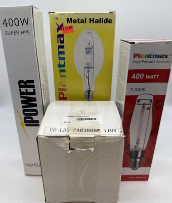 Grow Light 400W Bulb Lot (4) Ipower Super HPS, Trivandrum Spotlight. Plantmax