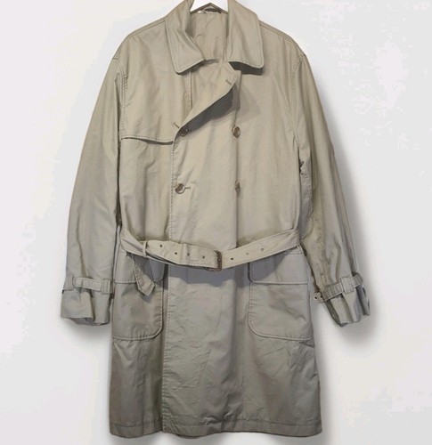 Duffer of St George, Duffer St George Classic Mens Trench Coat Mac Camel Tan Beige Size XL Cotton